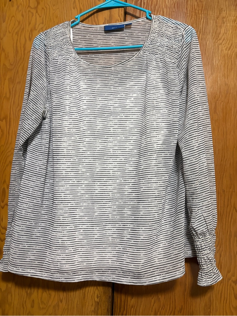 Apt. 9 White and Black Striped Blouse with white tank lining